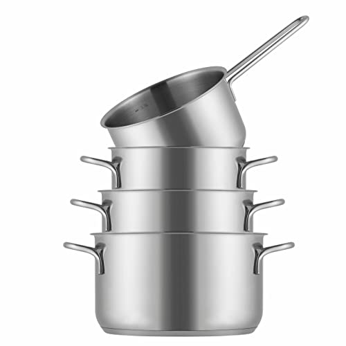 Sola Mirage Cookware Set - Stainless Steel - Cooking Pots ø 16, 18, 20 cm & Saucepan ø 16 cm - Induction Suitable - 4 Piece