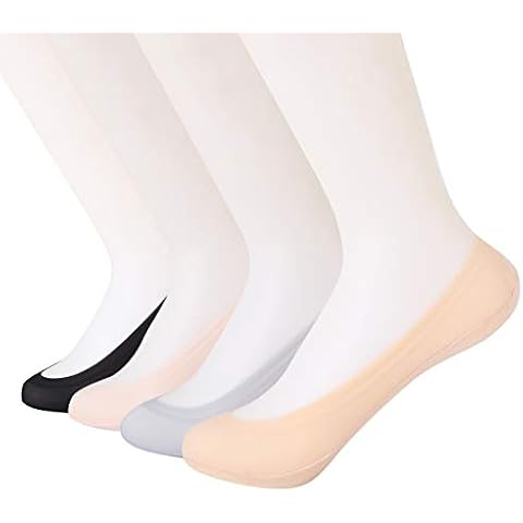 CozyWow Women's No Show Socks Non Slip Ultra Low Cut Liner Cotton Nylon Socks for Flats Invisible 4 Pairs (5-7, 4 Colours) Cover