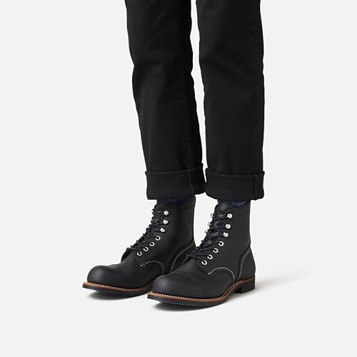 Image of Red Wing Shoes Heritage Iron Ranger #8084 Men's 6-Inch Boot, Full Grain Oiled Leather, Vibram 430 Mini-Lug Outsole, Black, 8.5 Medium (D)