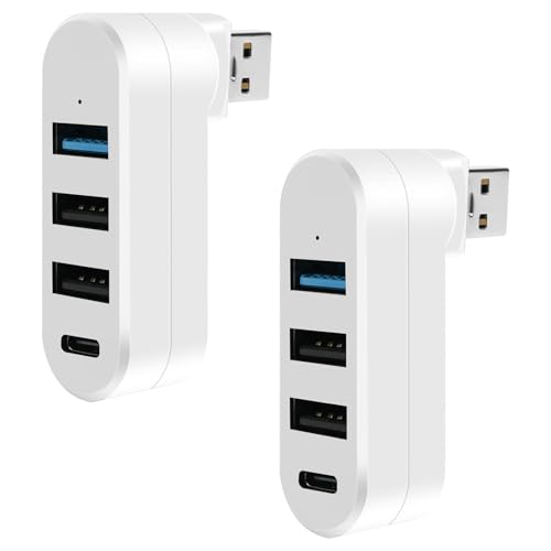 AXFEE 4 Port USB Hub, Mini Hub Mit Mehreren Anschlüssen, 1 USB 3.0+2 USB 2.0+Type-C, Splitter Erweiterung Adapter für Laptop MacBook Desktop PC, Kompatibel Mit Flash Laufwerk Tastatur