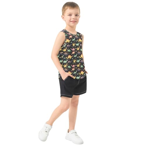 Boys Tank Top Shirts Dinosaur Cartoon Animal Cute Sleeveless T-Shirts Crew Neck for Kids Clothing Children4