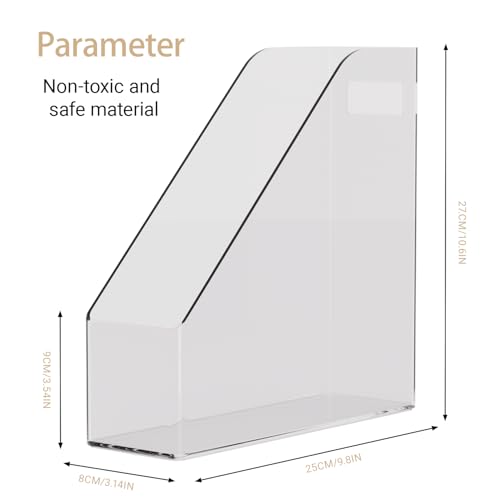 Magazine Holder, Clear Plastic Vertical File Magazine Organizer, Desktop File Magazine Book Storage Shelf for Office Desk(2PCS) - Image 4