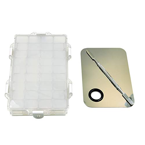 Empty Lipstick Palette,Painting Palette Box Sealed Paints Containter for Watercolor Half Pans, Acrylic,Gouache, Depotting Lipsticks- Travel Box (36Wells+Palette Set)