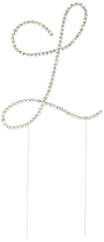 Unik Occasions Simply Elegant Crystal Rhinestone Letter-L Wedding Cake Topper, Silver