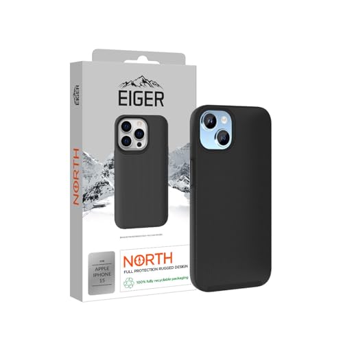 EIGER - Coque Rigide Noire Ultra-renforcée Polycarbonate *Drop-Test 4 Metres* pour Apple IPHONE 15