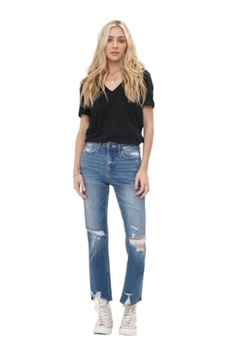 SALT TREE Mica Denim - Under The Table High Rise Ankle Straight W/Slit Detail Jeans - MDP-T248