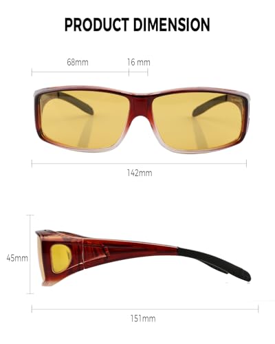 Image of Night Driving Glasses for Men Women Fit Over Sunglasses Anti Glare Polarized HD Night Vision Glasses