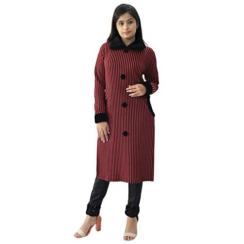 Image of Matelco Women's Wool Straight Kurti for Winters (Ad04Caz45 Black Parent).