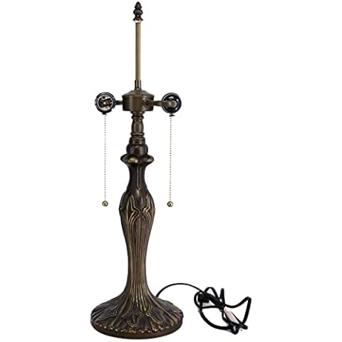 WERFACTORY Table Lamp Base Replacement Only, Wide 6.5 Height 24 Inch, Fit for 12, 14, 16, 18 Inch Tiffany Style Stained Glass Lampshade, Dark Bronze Finish, Metal, Pull Chain Switch Cover