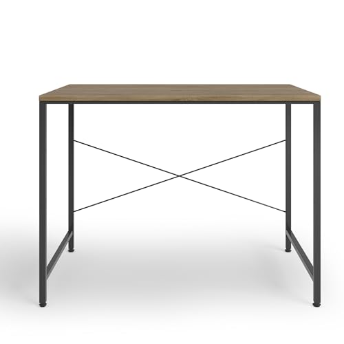 Image of FURLAY Slate Office Desk and Study Table | Century Engineered Wood Desk for Adults & Students | 1 Year Warranty | DIY (Classic Oak & Black, 91 x 60 cm)
