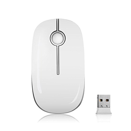Image of VssoPlor Wireless Mouse, 2.4G Slim Portable Computer Laptop Mouse with Nano Receiver Quiet Silent Optical Mice for Notebook, PC, Laptop, Computer-White and Silver