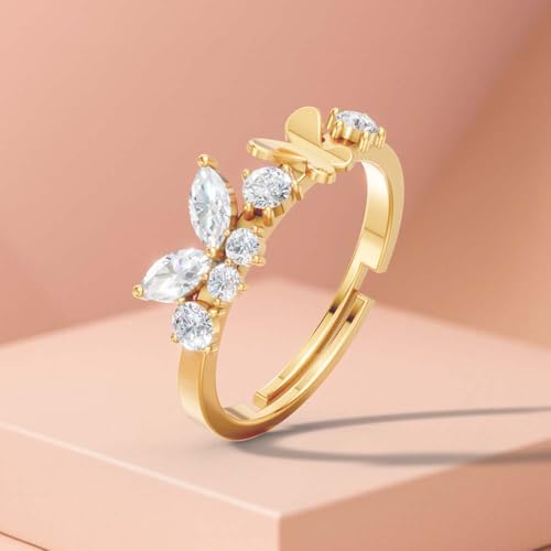 Image of Miss Highness 925 Pure Silver Butterfly Ring for Women and Girls | Adjustable Design | Premium Silver Jewellery With Authenticity Certificate | Gift for Girlfriend Wife | Office Wear Ring