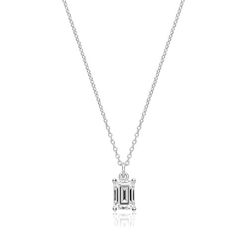 Pendentif Argent fin 925 brillant et sa chaîne rhodiée sertie d'un oxyde de zirconium 5mm
