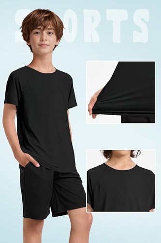 Youth Boys UPF 50+ Mesh Athletic Quick Dry Fit T-Shirts Rash Guard Short Sleeve Swim Tee Shirt for Teens3