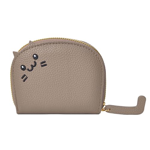 Compact Card Holder Cartoon Coin Purse with Multiple Card Slots Trendy Card Organized for Women and Students, Khaki, as the pic show