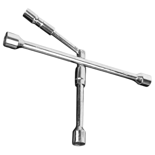 NOLITOY Llave de Tuercas para Coche Plegable de 4 Vías Acero Resistente Compacta y Portátil para Reparación de Neumáticos Herramienta Versátil para Desmontar Tuercas de Rueda