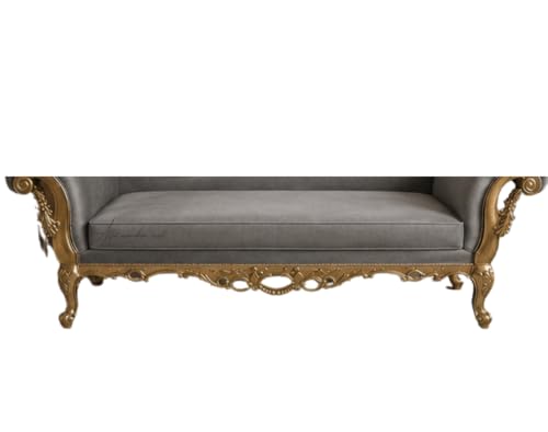Image of Victorian Style Chaise Lounge, Tufted Cream Upholstery, Mahogany Wood Frame, Classic Living Room Furniture (Grey)