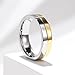 King Will Stainless Steel Men's Wedding Band – 6mm Men Wedding Ring Wedding Band Dual-Tone Polished Finish with Gold Plating, Fashionable and Durable Stainless Steel Men's Ring Comfort Fit Size 12