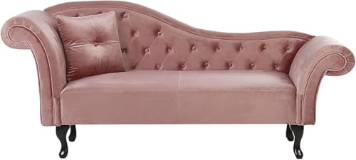 Image of Velvet Modern Chesterfield Chaise Lounge Couch 188 X 61 X 76 for Your Loving Space, (Pink, Standard)