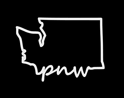 PNW Washington State Decal |White | Made in USA by Stick This! | Sticker for Car or Truck Windows, Laptop, Water Bottle, Tablets etc. | 4