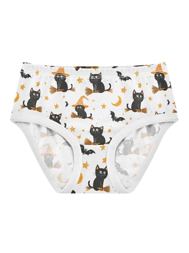ZZKKO Broom Cats and Bats Girls Underwear Toddler Panties for Girls Comfort Brief Size 2T
