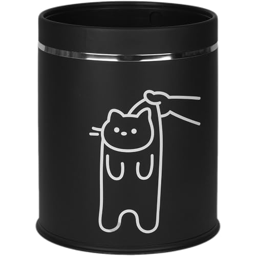 Image of Juju Cat Trash Can Black - Cat Decor Garbage Can - Small Waste Basket for Bedroom - Garbage Bin Trashcan - Wastebasket Dustbin Trash Cans - 3.3 Gallon / 12.5 Liter (Bye)