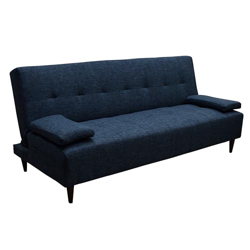 Catálogo de Sofa Cama Azul los más solicitados. 42 Blue Room Sofá Cama Matrimonial o Futón Reclinable Multifuncion Antebrazos Removible Color Azul Diseño Moderno Patas de Acero Inoxidable Medidas sofá Cama cerado 184 x 85 x 88...