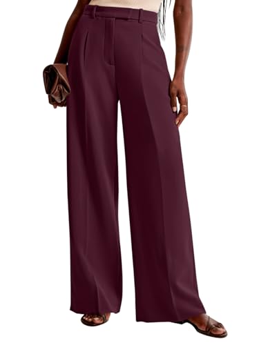 Image of NIMIN Women Wide Leg Pants High Waisted Dressy Work Trousers Business Casual Palazzo Pants with Pockets