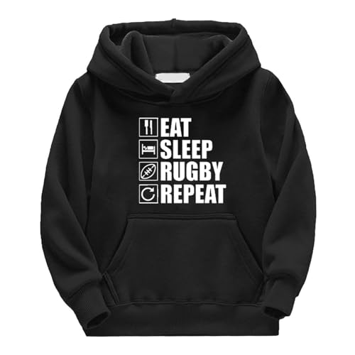 Boys Girls Hoodies Football Fans Sports Gift Sweatshirt Vintage Rugby Player Sports Retro Kids for Children (3-142