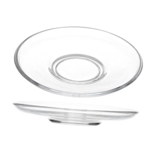 MOLUCKFU 2pcs Glass Snack Plates Small Appetizer Plates Set Modern Round Saucers for Fruits Cookies Desserts