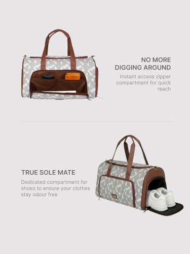 Image of Zouk Weekender Duffle Bag | Perfect 3 Day Trip Duffle for 10 Clothes | Lightweight Foldable Cabin Bag for Men & Women | Full Access Opening, Shoe Pocket & Trolley Sleeve | AravalliAbstract