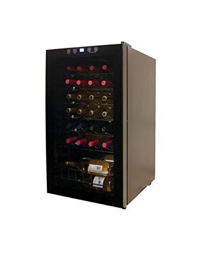 Image of Vinotemp 34 Bottle Wine Cooler Refrigerator, Freestanding Wine Fridge with Touch Screen Adjustable Temperature Control, Dual-Paned Glass Door, and Safety Lock, 34 Bottle, Black