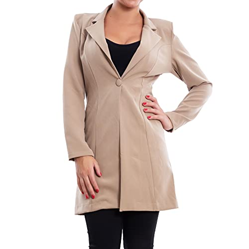 Blazer VI-050 Toocool : veste longue beige élégante en taille unique pour femme