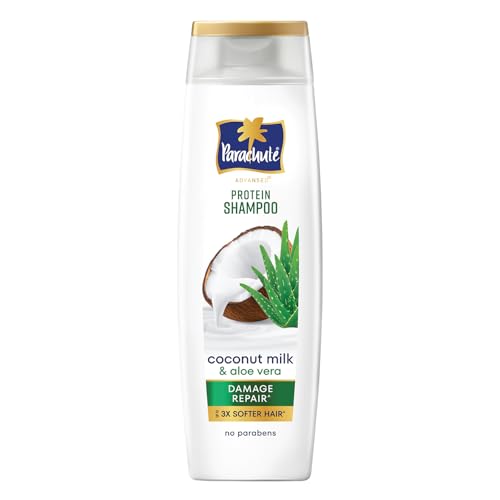 Image of Parachute Advansed Protein Shampoo | with Coconut Milk and Aloe Vera | For up to 100% Damage Repair & up to 3X Softer Hair | Protein Lock Technology | Paraben-Free | For Men & Women | 170ml
