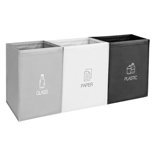 CTDMJ 3 Packs Recycling Bags Glass Paper Plastc Recycling Bins with Handle