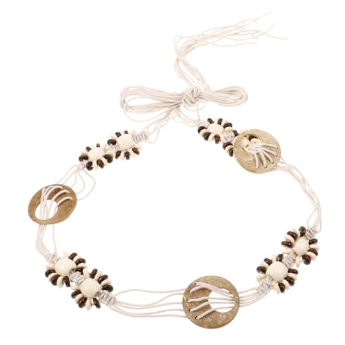 SAFIGLE Boho Braid Belt: Bohemian Style Woven Waist Belt for Summer Beach Dresses - Rope Waistband with Woven Wooden Beads for Women Girls