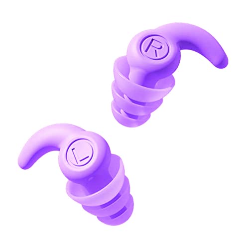 Image of AUGEN Ear Plugs for Sleeping, Noise Canceling, Reusable Silicone Earplugs for Hearing Protection, Waterproof EarPlugs Suitable for Sleeping Swimming Studying Traveling Concerts Airplanes (Purple)