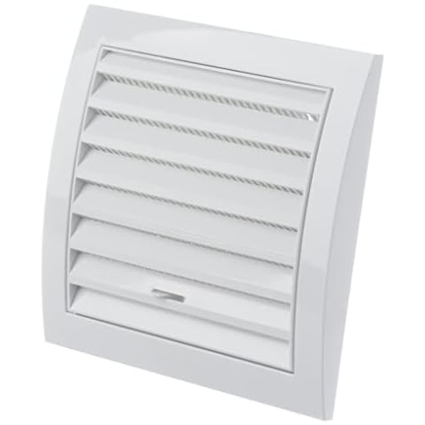 150x150mm / 6x6 inch White Plastic Adjustable Ventilation Grille - Air Vent Cover with Insect Protection Cover