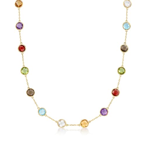 Ross-Simons 13.80 ct. t.w. Bezel-Set Multi-Gemstone Station Necklace in 14kt Yellow Gold