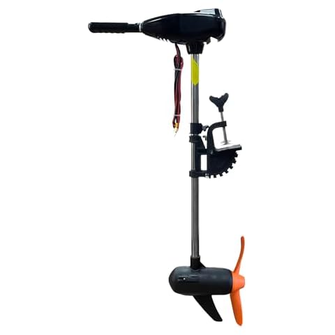 150 LBS Thrust Stepless Speed Electric Outboard Brushless Trolling Motor for Fishing Boats Saltwater Transom Mounted with Adjustable Handle, 24V 29" Shaft Cover