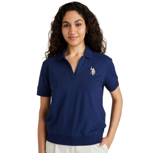 Image of U.S. Polo ASSN. Women's Cotton Solid Loose Fit Polo Shirt