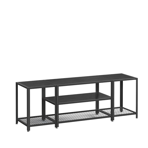 VASAGLE TV Stand for TVs up to 65 Inches, 3-Tier TV Cabinet for Living Room, Industrial TV Table with Open Storage Shelves, Charcoal Grey and Ink Black LTV097B22