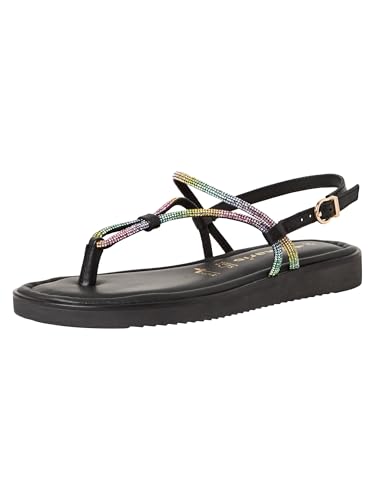 Sandale Plate Tamaris Femme 1-28601-44 nu-pieds cuir confortable noir