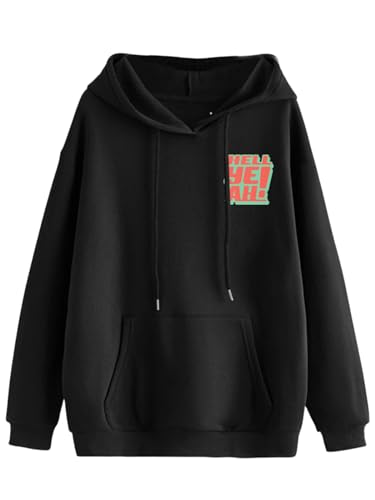 Image of JUNEBERRY Cotton Poly Fleece Oversized Fit Black, Green, Magenta, Mustard, Orange, Purple, Blue, Off White & Grey Graphic Printed Full Sleeve Hoodie for Women