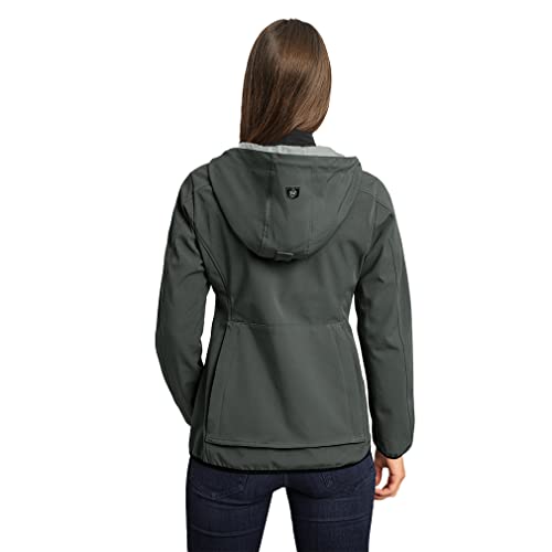 Knuffelwuff Damen Softshell Jacke Manhattan Größe: L / 40 Khaki - Leichte atmungsaktive wasserabweisende Jacke mit extra vielen Taschen für Outdoor, Wandern, Reisen, Gassi gehen - Windbreaker