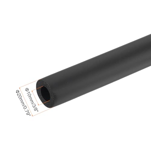 Image of uxcell Foam Tubing for Handle Grip Support,10mm(3 /8 inch) ID 20mm(0.79 inch) OD 0.3 Meter /1ft Length Black
