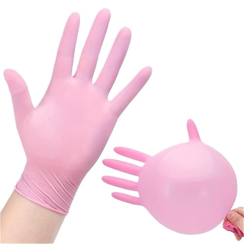 100 Guantes Desechables de nitrilo Impermeables for Lavar Platos, Cocina, hogar, protección, Hogar(Pink,S)