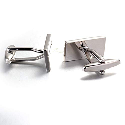 Mancuernillas rectangulares de plata para hombre miniatura 4