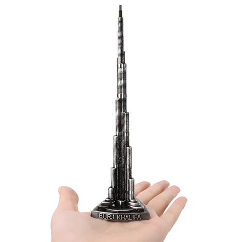 Telituny Torre Burj Khalifa, torre de aleación de 18 cm, modelo torre Khalifa, escritorio en miniatura para manualidades, oficina, hogar