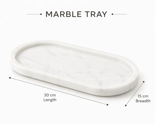 Image of MBSC White Marble Serving, Venity Tray, Cheese Platter to Presenting Main Courses, Wines or Desserts, Pooja Thali, Pooja Tray